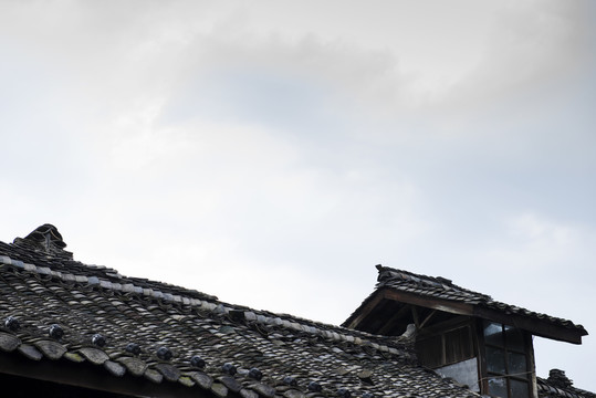 川北民居 瓦片房屋頂特寫