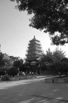 西安大雁塔 黑白片 老照片