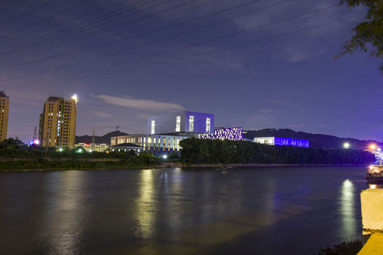 廣東省江門市圖書館夜景