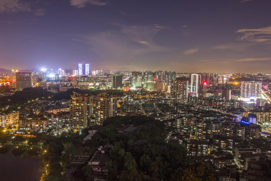 廣東省江門市江門鳥瞰圖夜景