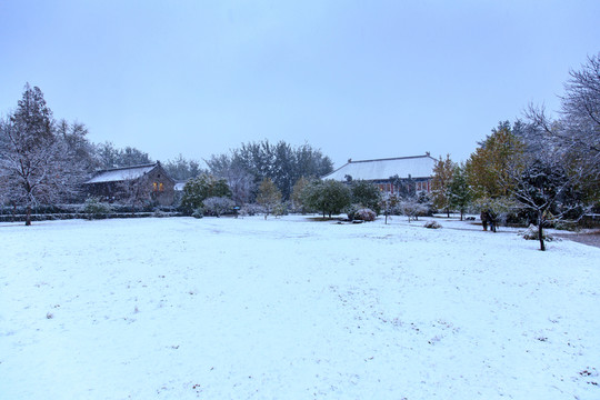 北大第二體育館靜園六院雪景