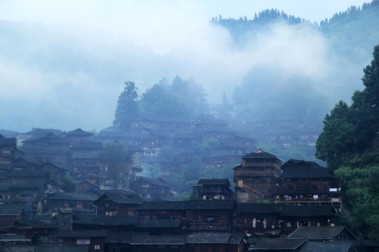 苗寨水墨畫(huà)