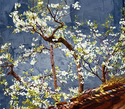 梨花 油畫