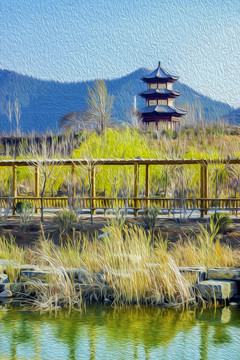 塔樓風(fēng)景畫(huà) 無(wú)分層