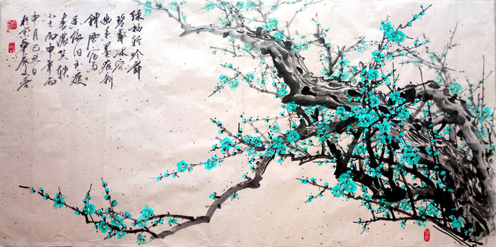國畫綠梅