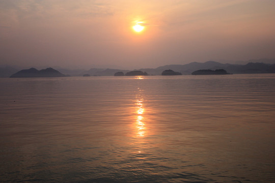 夕陽 傍晚 千島湖 湖泊