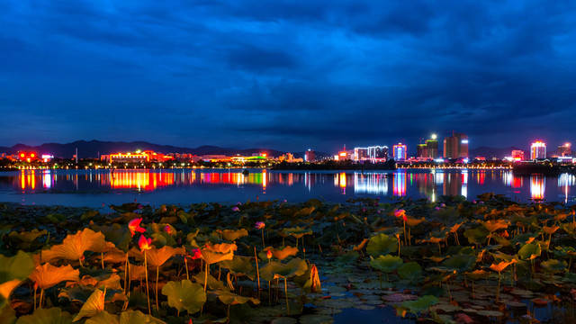 夜景 湖泉公園