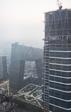 霧霾中的城市風景