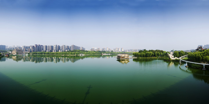 陜西西安曲江池全景