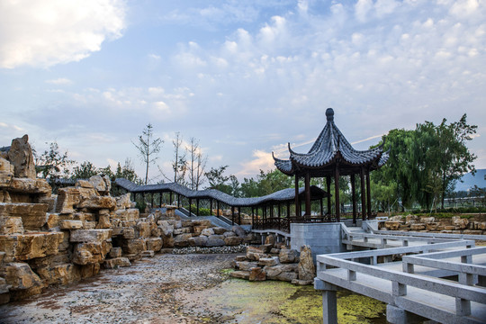 藍天白云  公園風景