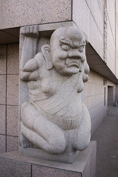 石雕力士志文支座 石雕人像