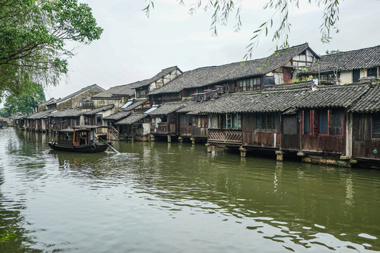烏鎮(zhèn)民居烏篷船