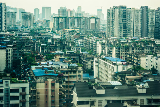 俯瞰城市 密集房屋
