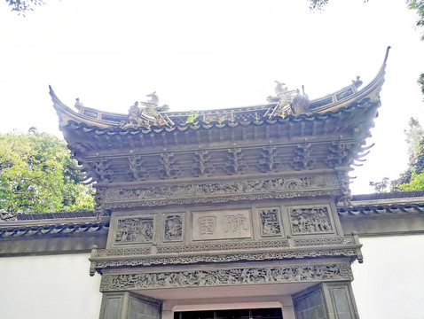 中式門窗 青瓦 圍墻