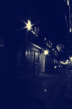 老照片江南古鎮(zhèn)夜景