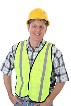 開朗的建筑工人肖像