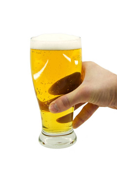 啤酒杯在手