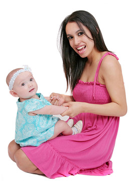 年輕的母親和女兒