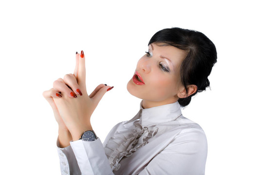 拍攝迷人的女商人分離