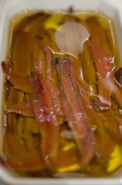 醋和油西班牙鳳尾魚。西班牙