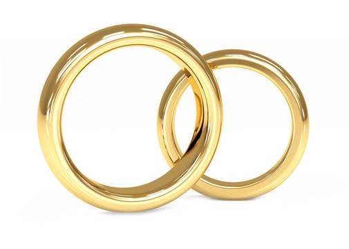 兩個(gè)3D黃金結(jié)婚戒指