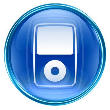MP3播放器的藍色；孤立在白色背景