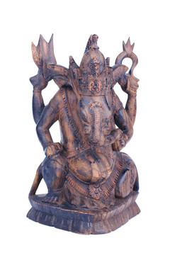 印度教Ganesh神的木制雕像