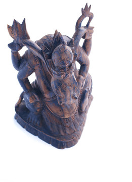 印度教Ganesh神的木制雕像