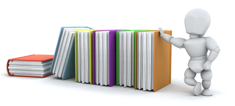 人與書籍的三維渲染