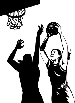 女子籃球運(yùn)動(dòng)員射擊球