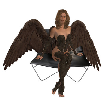 Brunette Angel Sitting在椅子上