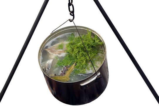 烹飪鍋中的魚(yú)湯