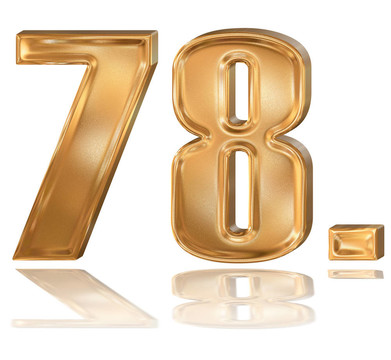 三維黃金數(shù)字；7；8。