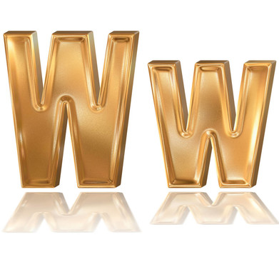 3D金色字體；字母W