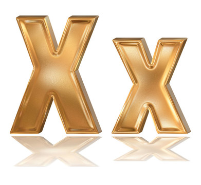 3D金色字體；字母X