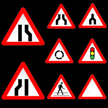 八三角形紅色道路白色標(biāo)志設(shè)置3