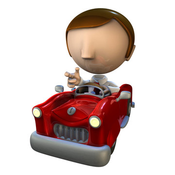 一輛紅色轎車的3D商務(wù)人物