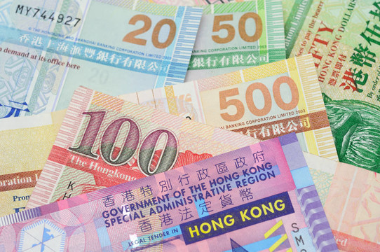 香港鈔票的特寫