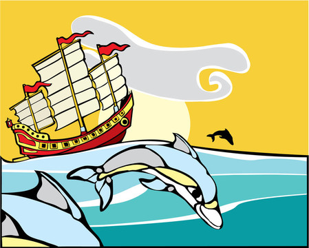 中國垃圾與海豚。