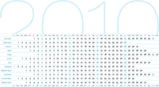 日歷為2010。