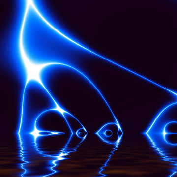 藍(lán)色的燈光在水fractal02z6舞蹈；