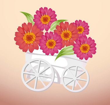 小車和花