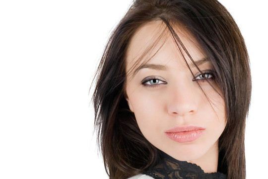 可愛的年輕女人的肖像。分離