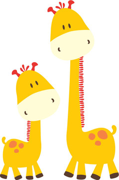 幼稚的長頸鹿和媽媽