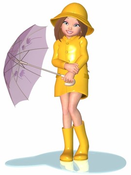卡通女孩-雨天