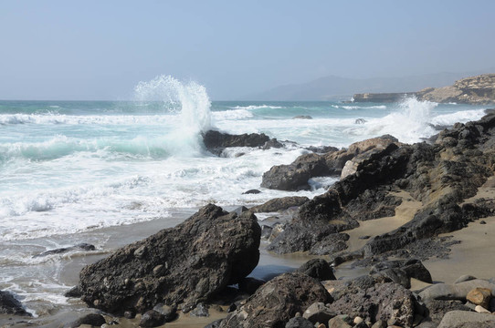 富埃特文圖拉島多巖石的海岸；加那利群島；西班牙