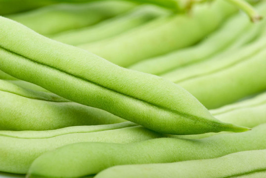近距離拍攝的綠豆莢