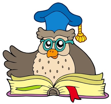 卡通貓頭鷹老師帶書