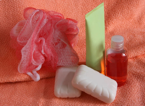 粉紅色毛巾洗浴用品