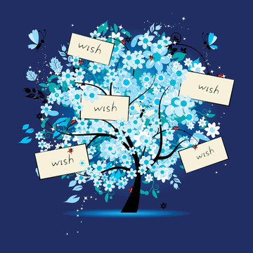 許愿樹花與卡為您的文字